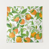 Mandarin Fruit Seamless Tropical Pattern, Colorful Wandkleed (Voorkant)