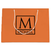 Mandarin Orange Gift Bag with Initial & Name Groot Cadeauzakje (Voorkant)