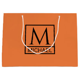 Mandarin Orange Gift Bag with Initial & Name Groot Cadeauzakje