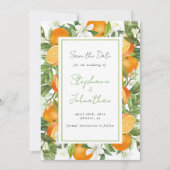 Mandarin Orange Watercolor Wedding  Save the Date (Voorkant)