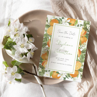 Mandarin Orange Watercolor Wedding  Save the Date