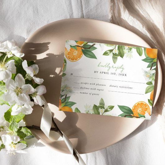 Mandarine Waterverf Bruiloft RSVP Kaartje