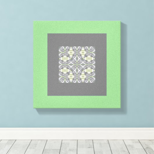 Mandela Abstract Origineel groen lichtgroen grijs  Canvas Afdruk (Insitu (Houten vloer))