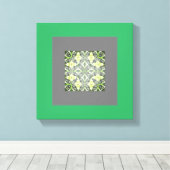 Mandela Abstracte Oorspronkelijke groene en grijze Canvas Afdruk (Insitu (Houten vloer))