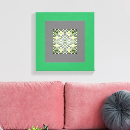 Mandela Abstracte Oorspronkelijke groene en grijze Canvas Afdruk (Insitu (Woonkamer))