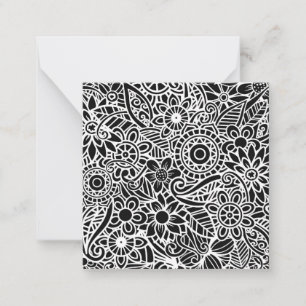 Mandela Bloemen Zwart Wit Modern Fun Gift Notitiekaartje