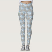 Mandela Blue Elephant on Grey Yoga Leggings (Voorkant)