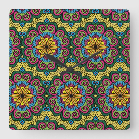 Mandela-ontwerp Vierkante Klok (Voorkant)