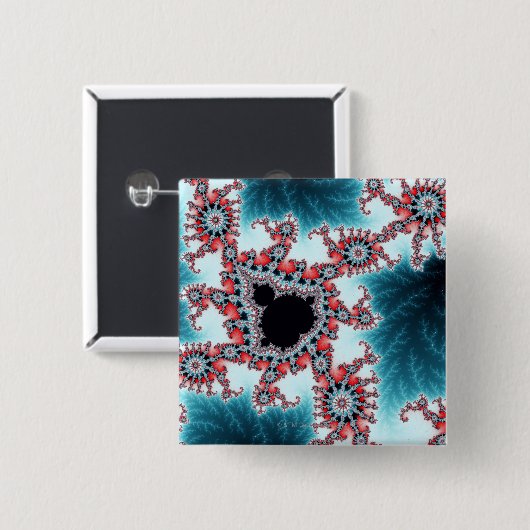 Mandelbrot 7 vierkante button 5,1 cm (Voorkant /achterkant)
