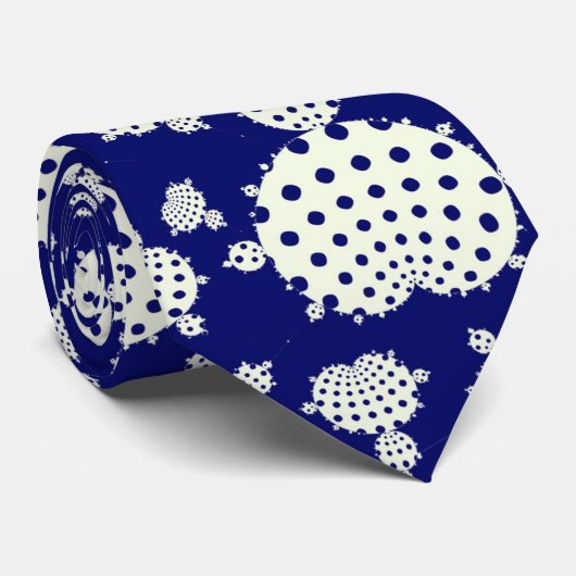 Mandelbrot blauwe en witte haarpunt stropdas (Opgerold)