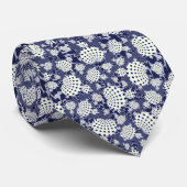 Mandelbrot blauwe en witte haarpunt stropdas (Opgerold)