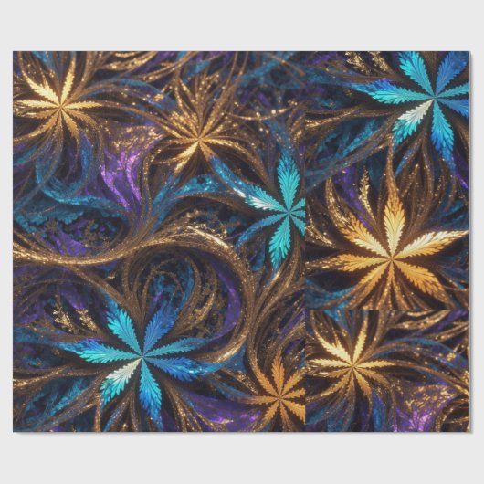 Mandelbrot Bloemen Retro Kleurrijke Gepersonalisee Cadeaupapier (Vlak)