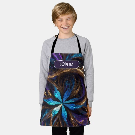 Mandelbrot Bloemen Retro Kleurrijke Gepersonalisee Schort (Gedragen)