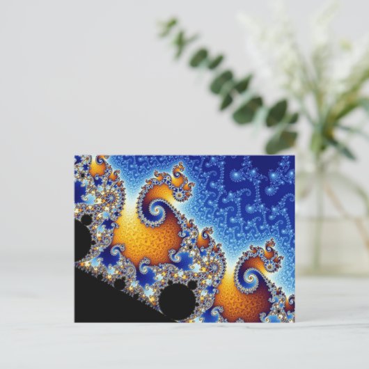 Mandelbrot Blue Double Spiral Fractal Briefkaart (Staand voorkant)