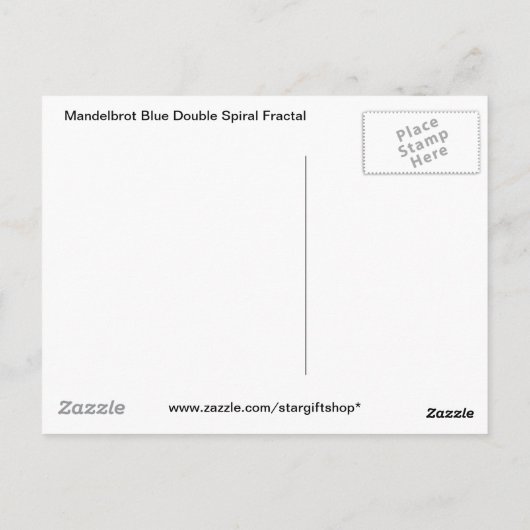 Mandelbrot Blue Double Spiral Fractal Briefkaart (Achterkant)