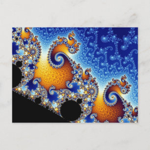 Mandelbrot Blue Double Spiral Fractal Briefkaart