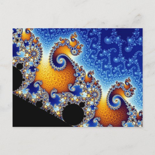 Mandelbrot Blue Double Spiral Fractal Briefkaart (Voorkant)