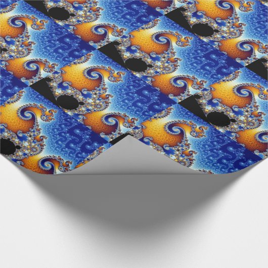 Mandelbrot Blue Double Spiral Fractal Cadeaupapier (Hoek)