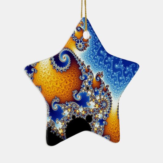 Mandelbrot Blue Double Spiral Fractal Keramisch Ornament (Rechts)