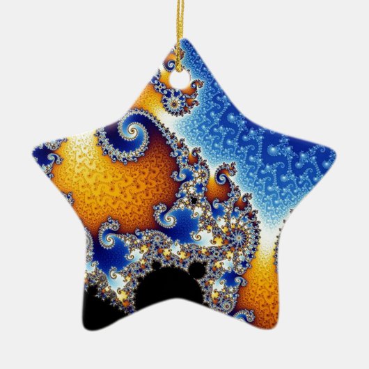 Mandelbrot Blue Double Spiral Fractal Keramisch Ornament (Voorkant)