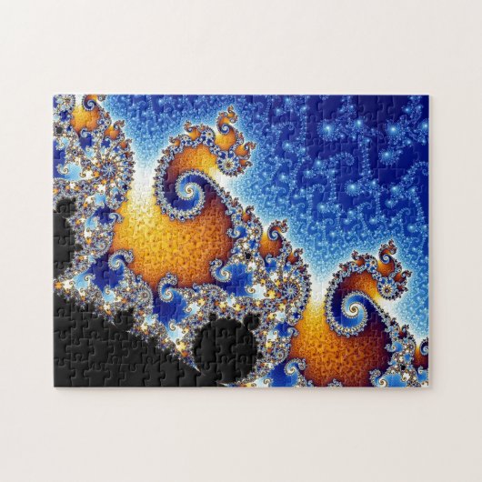 Mandelbrot Blue Double Spiral Fractal Legpuzzel (Horizontaal)