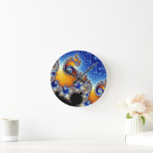 Mandelbrot Blue Double Spiral Fractal Ronde Klok (Huis)