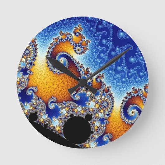 Mandelbrot Blue Double Spiral Fractal Ronde Klok (Voorkant)
