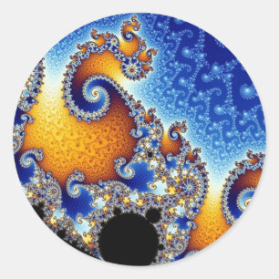 Mandelbrot Blue Double Spiral Fractal Ronde Sticker