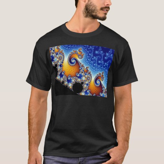 Mandelbrot Blue Double Spiral Fractal T-shirt (Voorkant)