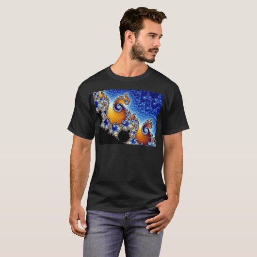 Mandelbrot Blue Double Spiral Fractal T-shirt (Voorkant volledig)