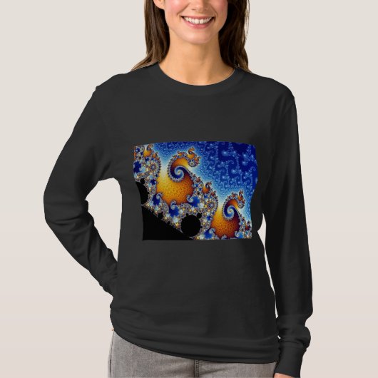 Mandelbrot Blue Double Spiral Fractal T-shirt (Voorkant)