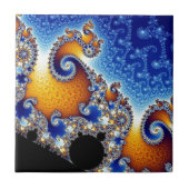 Mandelbrot Blue Double Spiral Fractal Tegeltje (Voorkant)
