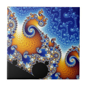 Mandelbrot Blue Double Spiral Fractal Tegeltje