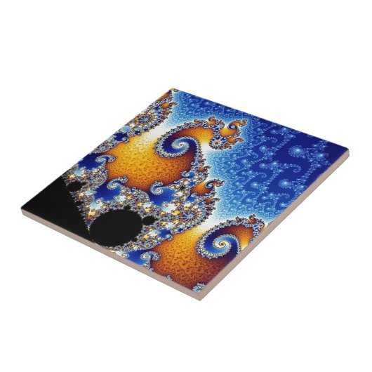 Mandelbrot Blue Double Spiral Fractal Tegeltje (Zijkant)
