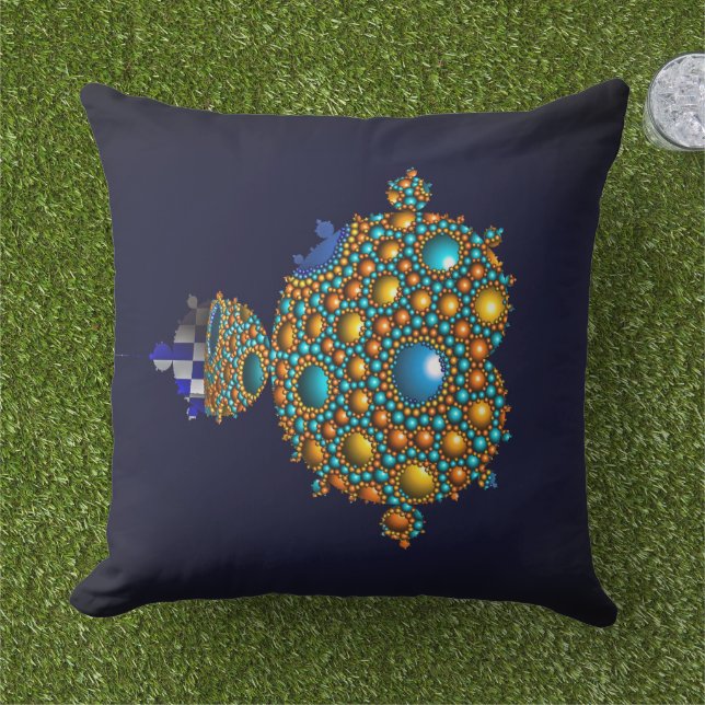 Mandelbrot Fractal Apollonian Sphere Blue Gold Buitenkussen (Gras)