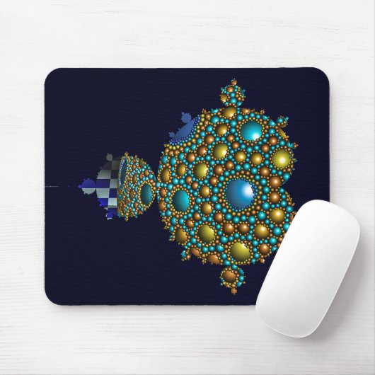 Mandelbrot Fractal Apollonian Sphere Blue Gold Muismat (Met muis)
