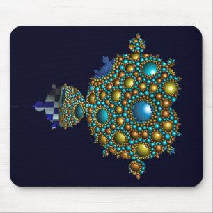 Mandelbrot Fractal Apollonian Sphere Blue Gold Muismat