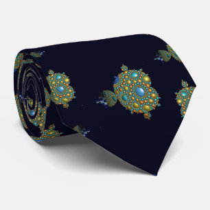 Mandelbrot Fractal Apollonian Sphere Blue Gold Stropdas