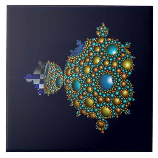 Mandelbrot Fractal Apollonian Sphere Blue Gold Tegeltje (Voorkant)