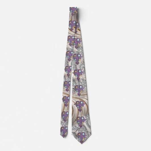 Mandelbrot Fractal Apollonian Sphere Paarse Gold Stropdas (Achterkant)