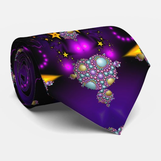 Mandelbrot Fractal Apollonian Sphere Paarse Gold Stropdas (Opgerold)