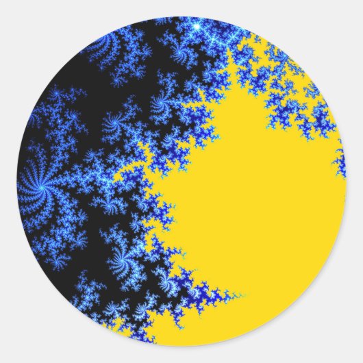 Mandelbrot Fractal Goud Blauw Twee Ronde Sticker (Voorkant)