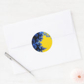 Mandelbrot Fractal Goud Blauw Twee Ronde Sticker (Envelop)