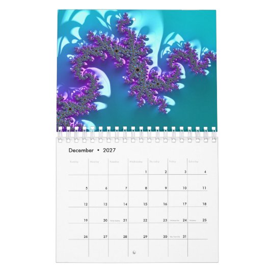 Mandelbrot fractal kalender (Dec 2027)