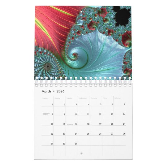 Mandelbrot fractal kalender (Mar 2026)