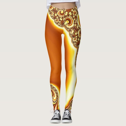 Mandelbrot fractal Sinaasappel Leggings (Voorkant)