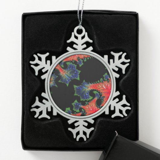 Mandelbrot Garden Pewter Tin Sneeuwvlok Ornament (Kistje)
