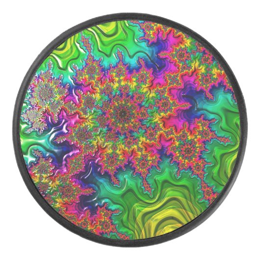 Mandelbrot Kleur Explosie Hockey Puck (Voorkant)