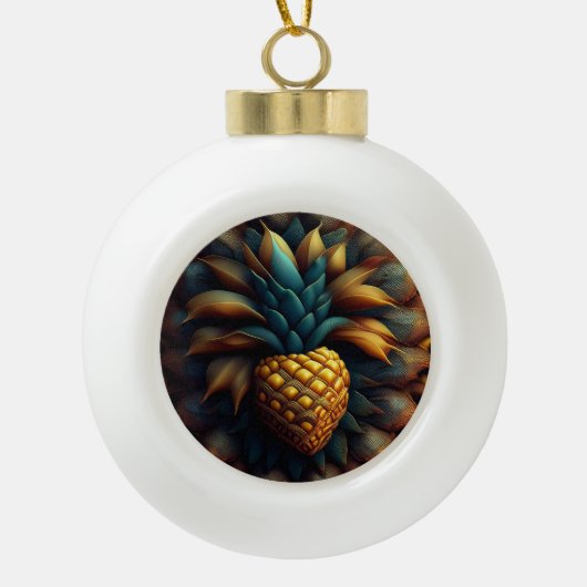 Mandelbrot Pineapple Fractal Keramische Bal Ornament (Voorkant)