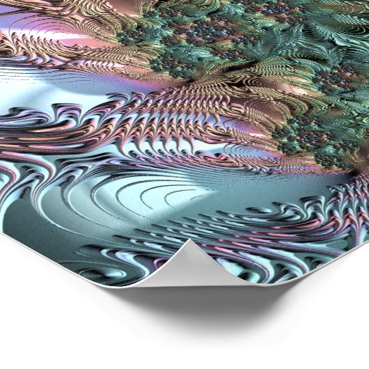 Mandelbrot Set Fractal Digital Art Blauwgroen Gree Poster (Hoek)